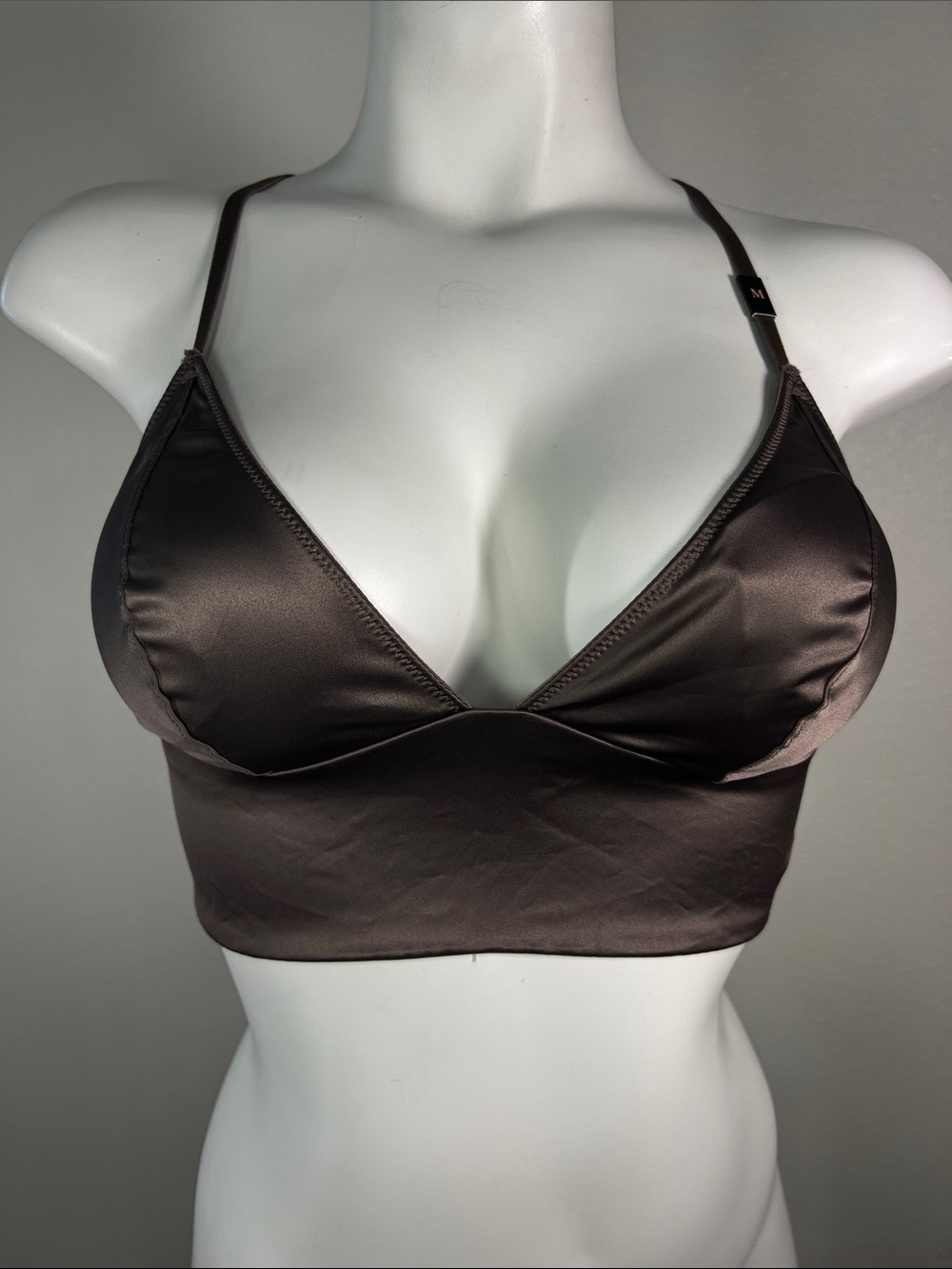 Victoria's Secret Satin Wireless Longline Bralette - Brown MEDIUM
